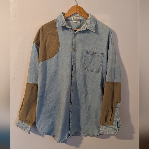Vintage Light Wash Denim Shooting Shirt by Columbia Size XL - Picture 1 of 9